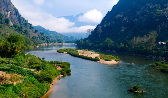 Discovery-of-Laos,-Nong-khiaw-river--Banner