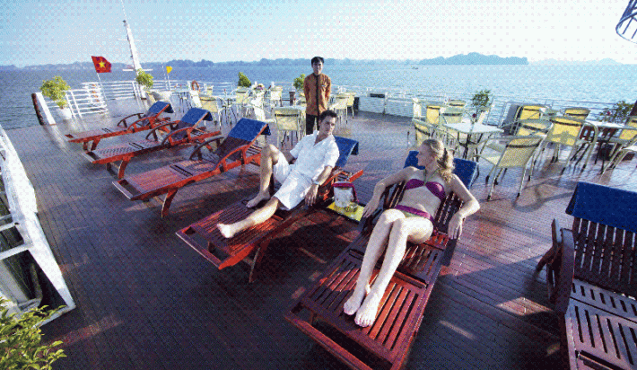 Relaxing on sundeck